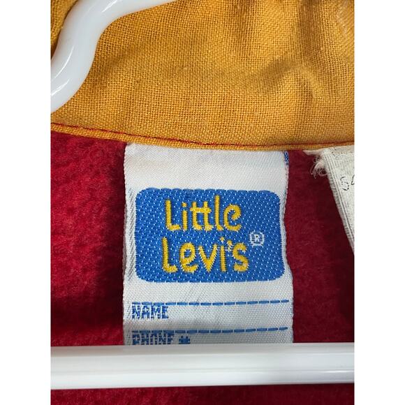 Little Levi’s Vintage Red Fleece Pullover Kids Size 6 Snap Collar Sweatshirt - Picture 5 of 14